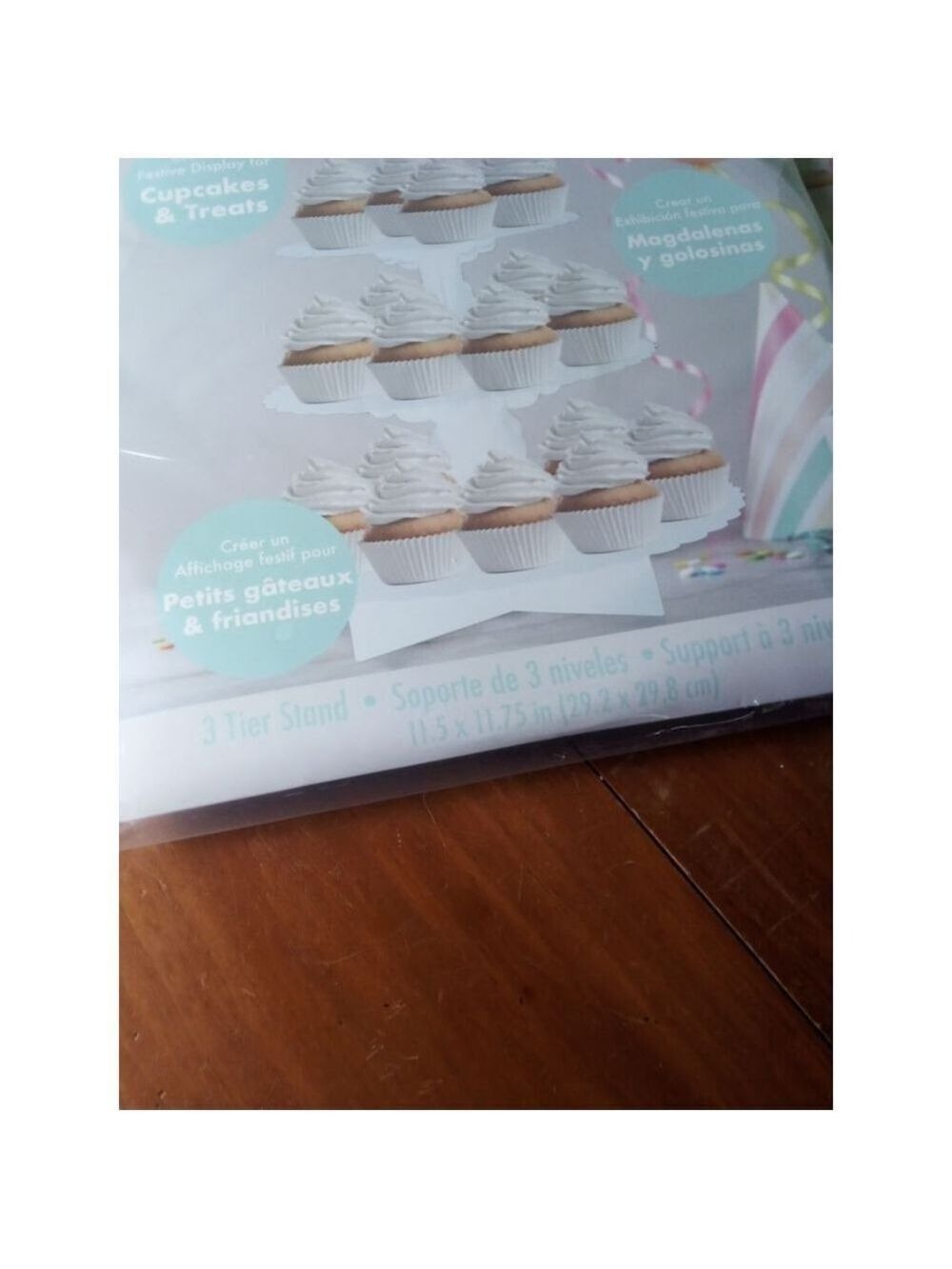 White 3 Tier Treat Stand, set of 3, 11.5" by 11.75" - Picture 3 of 4